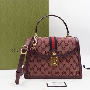 CC07 ❤️ Gucci GG Supreme Monogram Dollar Calfskin Web Small Ophidia Padlock Top